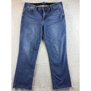 Democracy Womens Size 12 Ab Solution Straight Leg Jeans Blue Frayed Hem